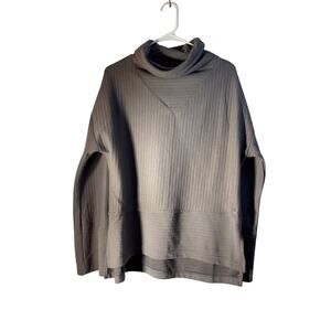 Tahari Sport Gray Ribbed Flared Sleeve Pullover Mock Neck Sweater Women’s M
